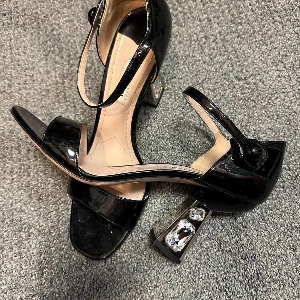 Miu Miu Elegant Black Heels with Crystal Accents